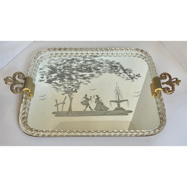 Vintage Murano Italy Venetian Glass Rope Romantic Mirror Serving Vanity Tray For Sale - Image 12 of 12