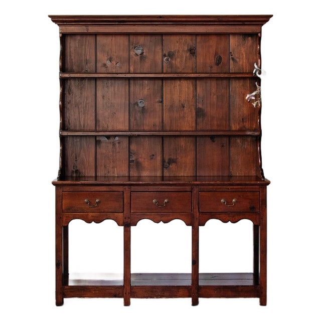 Petite Antique Oak Welsh Dresser With Plate Rack For Sale
