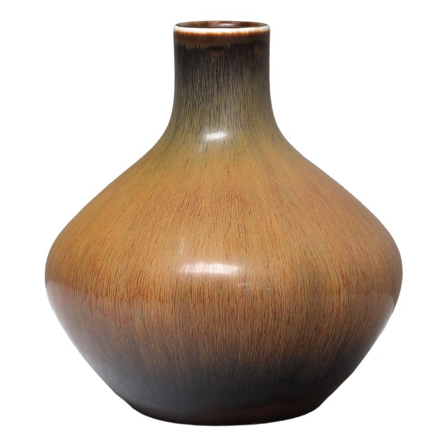 Vintage Glazed Ceramic Vase in Harfur Glaze by Carl-Harry Stålhane for Rörstrand, Rörstrand, 1950s For Sale