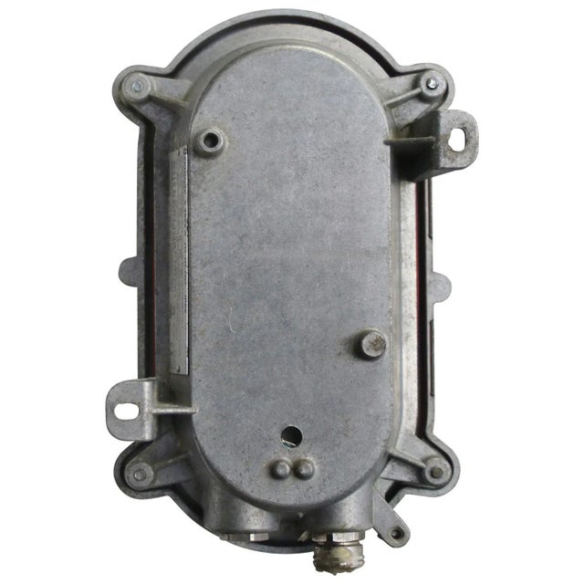 1970s Vintage Industrial Cast Metal and Clear Glass Wall Lamp from Schuch For Sale - Image 5 of 6