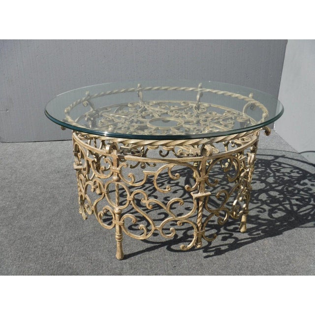 Vintage Rococo Wrought Iron & Glass Coffee Table Chairish