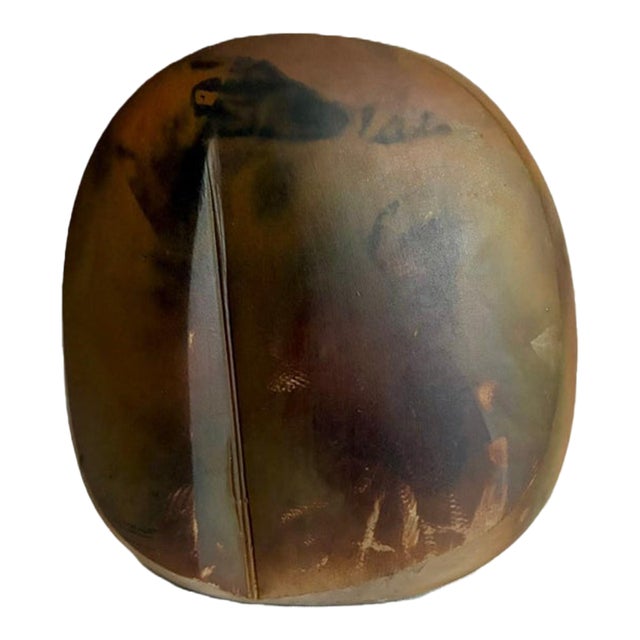 Signed Limited Edition Tony Evans Raku Brown Art Studio Pottery Vase / 1980s Monumental Ceramic Decorative Vessel For Sale