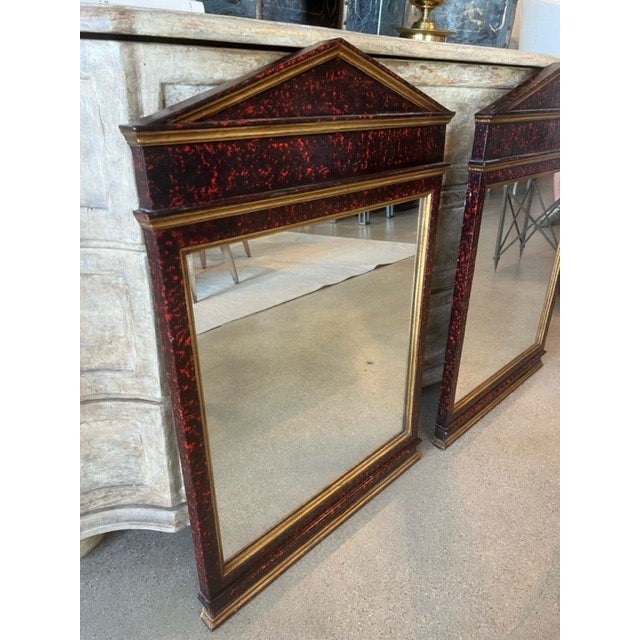 1960s Neoclassical-Empire Style Faux Tortoise Shell Mirrors - a Pair For Sale - Image 5 of 7