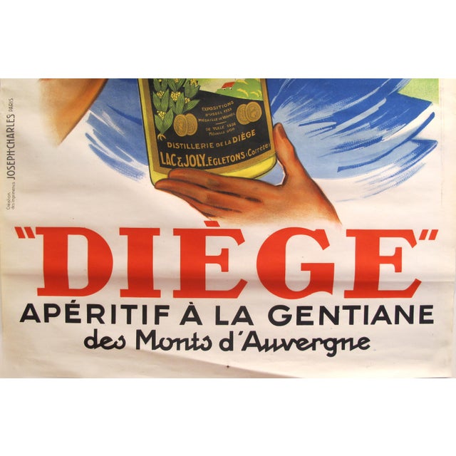 1936 French Art Deco Poster - Diege Aperitif a La Gentiane (Unlined) For Sale - Image 4 of 6