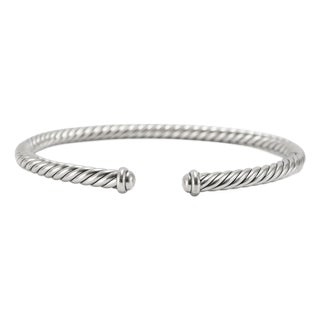 David Yurman Cable Flex 4mm 925 Sterling Silver Cuff Bangle Bracelet For Sale