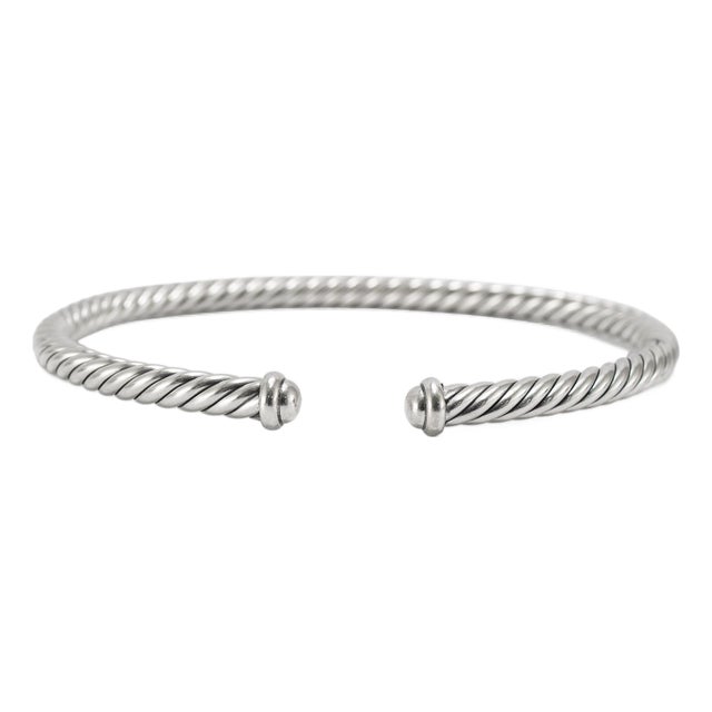 David Yurman Cable Flex 4mm 925 Sterling Silver Cuff Bangle Bracelet For Sale