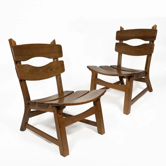 Mid-Century Modern Vintage Brutalist Oak Fireplace Lounge Chairs & Side Table by Dittmann for Awa, 1960s, Set of 3 For Sale - Image 3 of 17