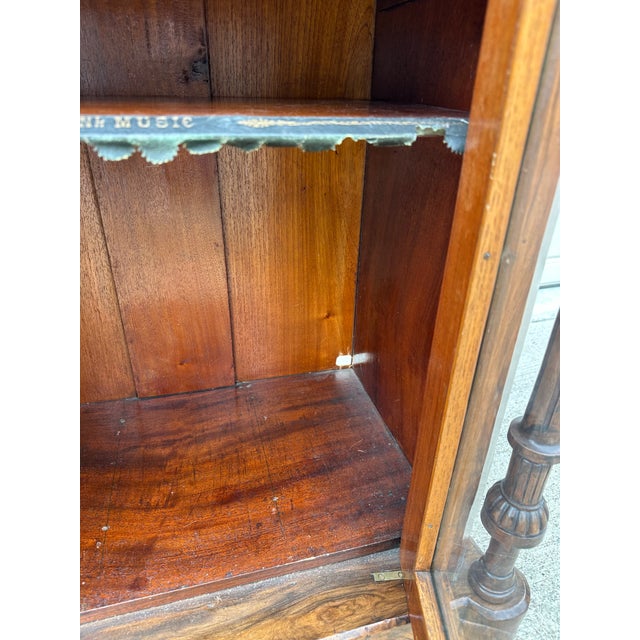 19th Century Burr Walnut Victorian Music Cabinet For Sale - Image 9 of 11