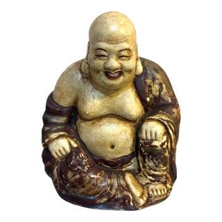 Midcentury Pottery Buddha Statue / Figurine For Sale