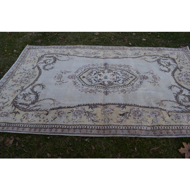 Distressed Turkish Sparta Rug With Floral Design 5'6" X 8'12" For Sale - Image 4 of 13