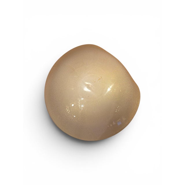 Mid-Century Murano Gold Aventurine Fleck Large Freeform Glass Dish For Sale - Image 4 of 4