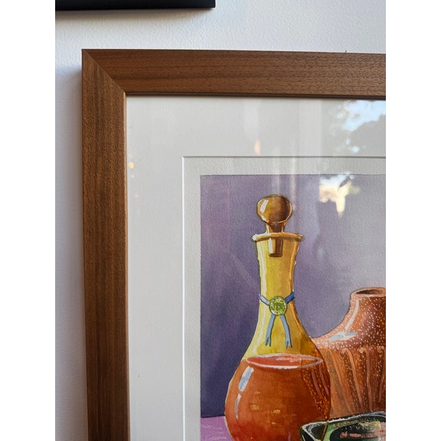 Realism Signed Still Life Watercolor Art in Walnut Frame For Sale - Image 3 of 9