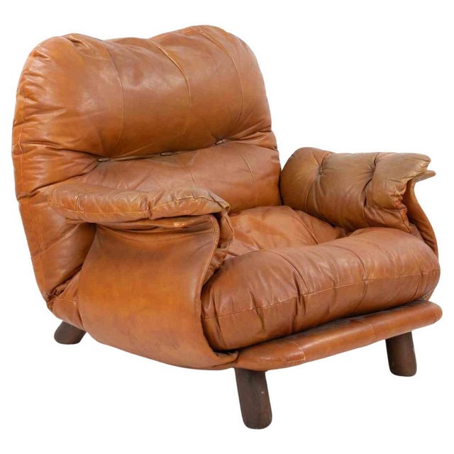 Vintage leather Armchair design by Cobianchi for INSA in 1970s. Original upholstery in good condition. Seat height cm. 40...