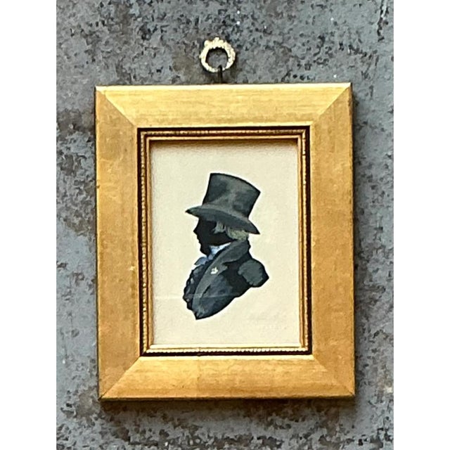 Vintage Silhouette Portrait in Gilt Frame For Sale In West Palm - Image 6 of 12