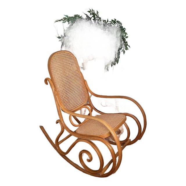 1970s Boho Vintage Bentwood Rocking Chair For Sale