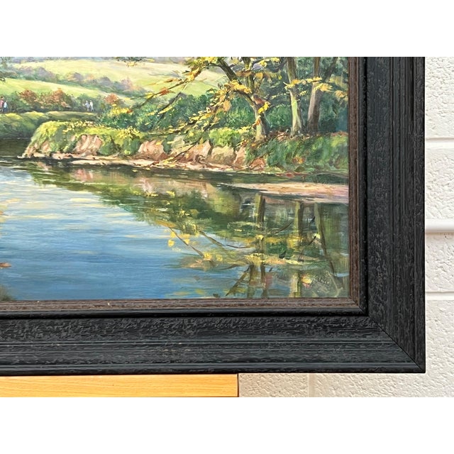 Lush Tree Lined Towpath on the River Lagan in Northern Ireland by Irish Artist 1986 For Sale - Image 18 of 18