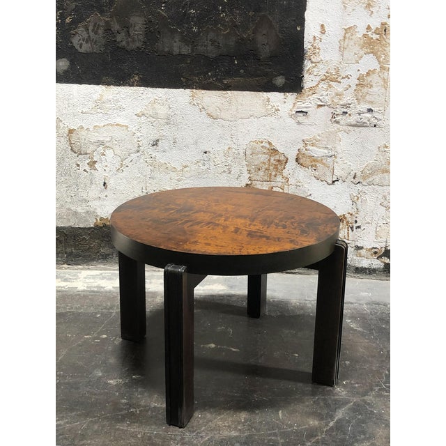 Art Deco Round Art Deco Coffee or Side Table in Dark Flame Birch For Sale - Image 3 of 7
