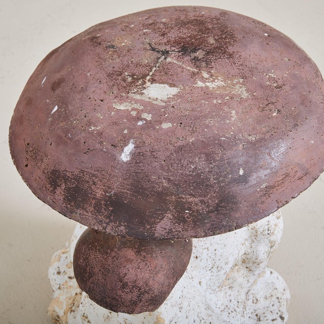 French Brown + Ivory Concrete Mushroom Garden Sculpture, 1960s For Sale - Image 13 of 18