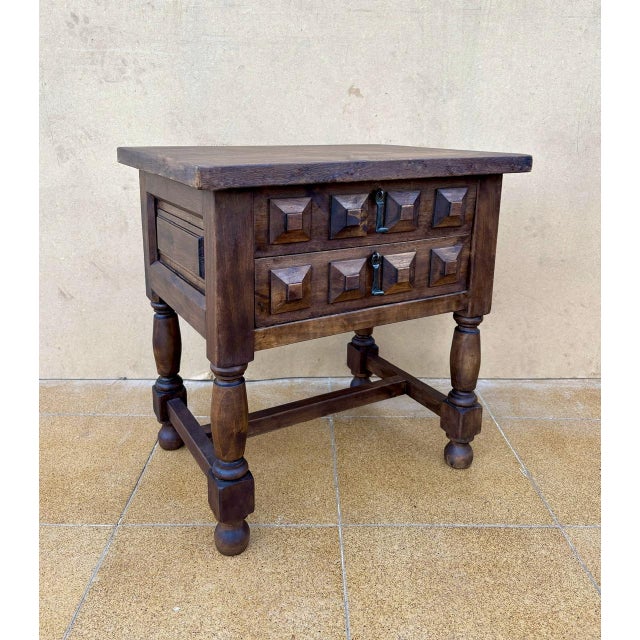 Spanish Baroque Style Walnut Side Table, 1950 For Sale - Image 6 of 11