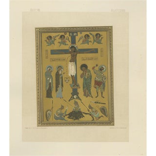 F. X. Zettler, Bavarian Crucifixion Icon, Chromolithograph, 19th Century For Sale