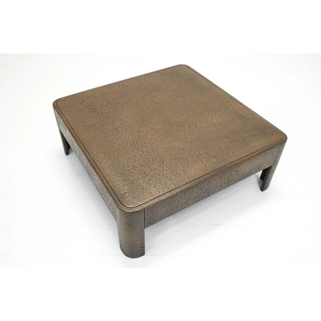 Black Brutalist Faux Bronze Square Coffee Table, 1960s For Sale - Image 8 of 9