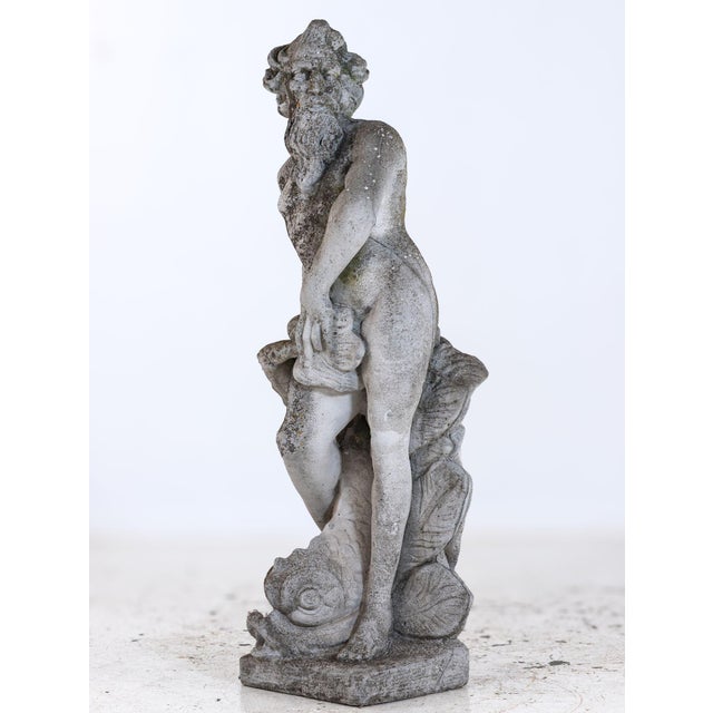 Gray Limestone Garden Figure of Standing Neptune or Poseidon, Denmark Circa 1930–50 For Sale - Image 8 of 11