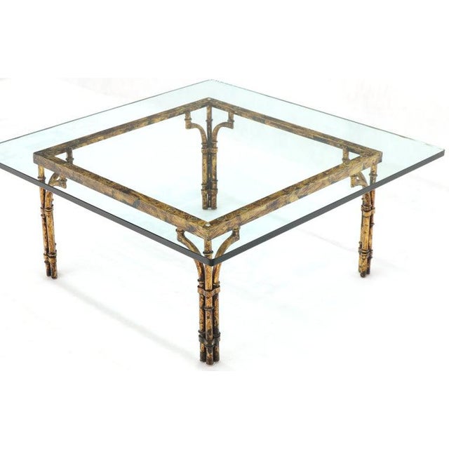 Faux Bamboo Gold Gilt Frame Square Glass Top Coffee Table Chairish