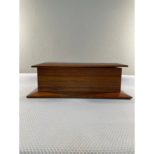 1970s Solid Teakwood Artisan Marquetry Letter Box For Sale - Image 11 of 13