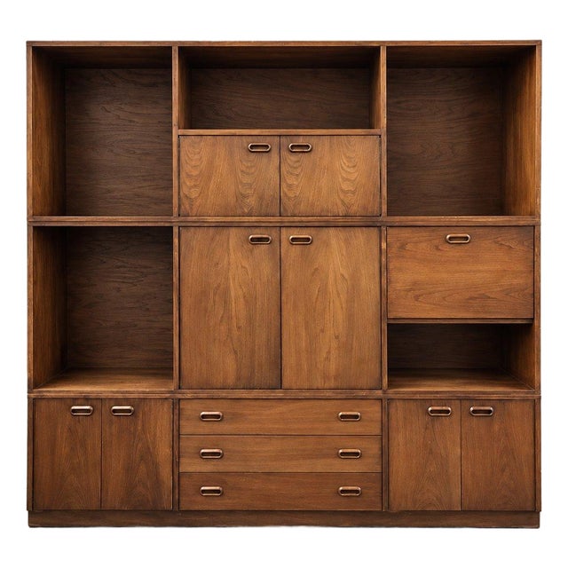 Vintage 3-Piece Modular Wood Bookcase & Wall Unit For Sale