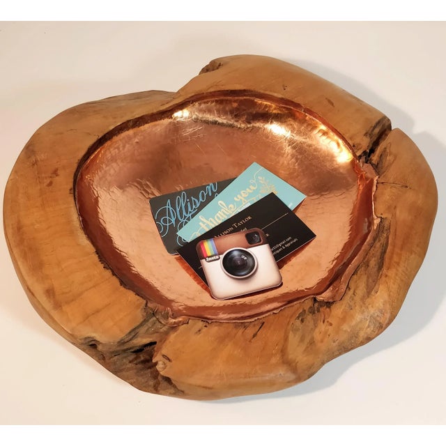 Late 20th Century Late 20th Century Vintage Copper Wood Bowl For Sale - Image 5 of 13