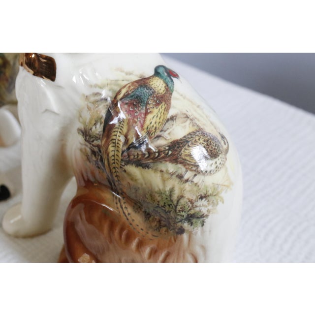 Figurative Pair of Staffordshire English Porcelain Cats With Painted Pheasants For Sale - Image 3 of 15