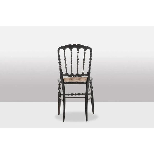 Napoléon III Caned Chair in Turned and Blackened Wood For Sale - Image 4 of 11
