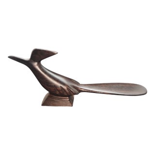 Vintage Wood Roadrunner Ironwood Bird Carving Modern Art, Southwest Desert Decor For Sale