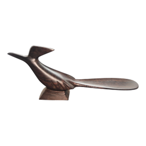 Vintage Wood Roadrunner Ironwood Bird Carving Modern Art, Southwest Desert Decor