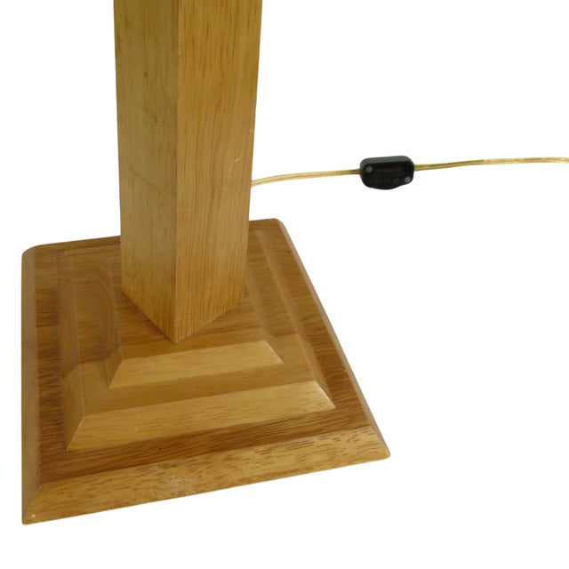 1990s Handcrafted Modern Fir Wood Table Lamp With Tiered Base Shade Included For Sale In Atlanta - Image 6 of 12