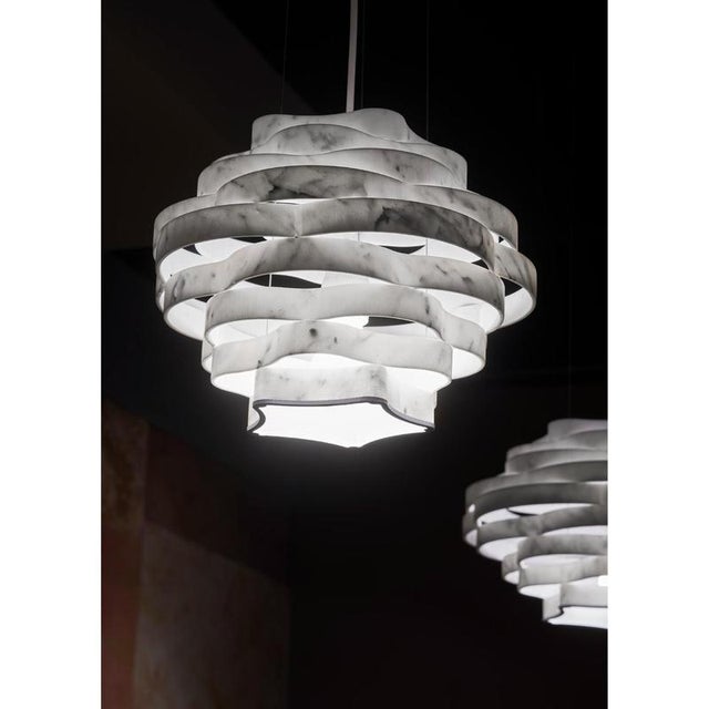 Nest ln3 decorative hanging lamp in white carrara marble by bufalini marmi dimensions: d 55 x w 55 x h 26 cm. Materials:...