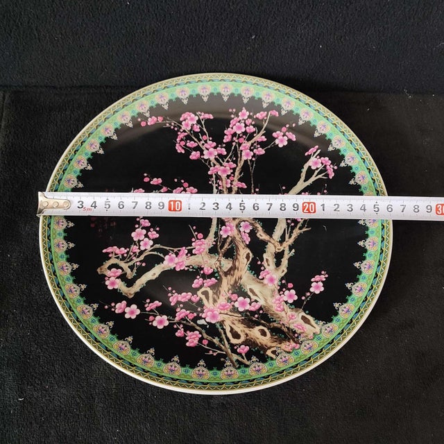 Chinese Ceramic Plate,Qianlong Marked Famille Rose Porcelain Plate Hand Painted Plum Blossoms Pattern For Sale - Image 9 of 9