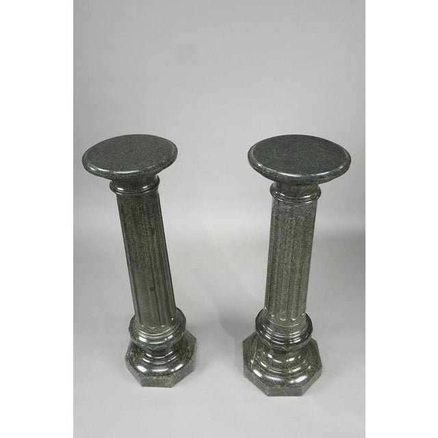 Large Fluted Green Marble Columns, 1880, Set of 2 For Sale - Image 6 of 18
