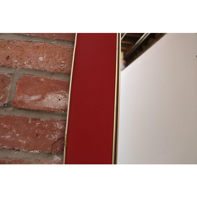 Vintage Umberto Mascagni Upholstered Wall Mirror With Leather and Brass Border For Sale - Image 14 of 18