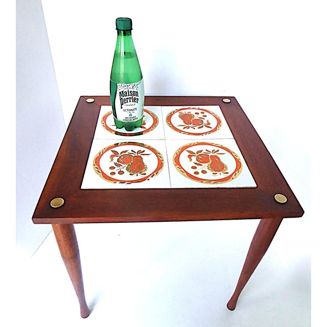 Attributed Georges Briard Mid Century Modern Small Wood Side Table W. Tile Top. C. 1969 For Sale - Image 13 of 16