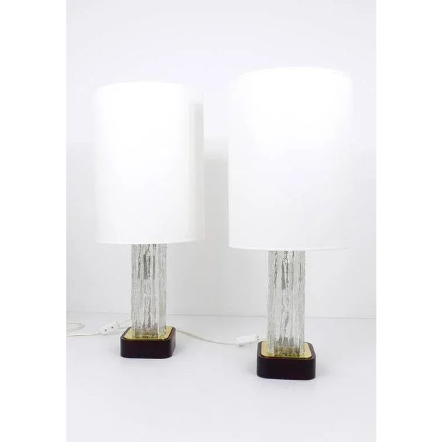 Kalmar Austrian Ice Glass Table Lamps by J. T. Kalmar for Kalmar, 1950s, Set of 2 For Sale - Image 4 of 11