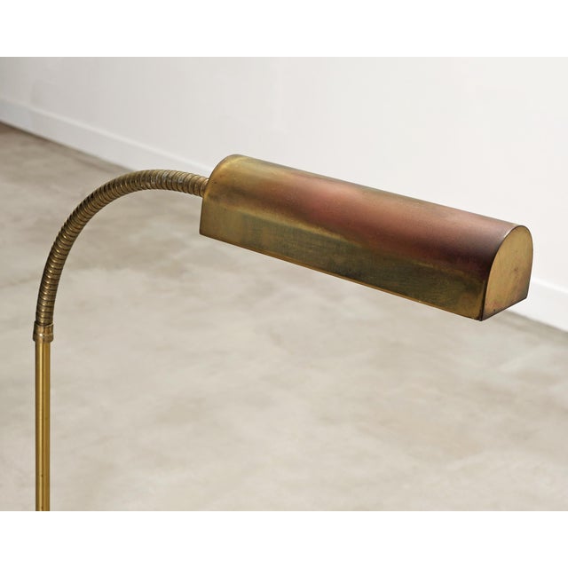 Mid-Century Patinated Brass Adjustable Pharmacy Floor Lamp For Sale - Image 13 of 16
