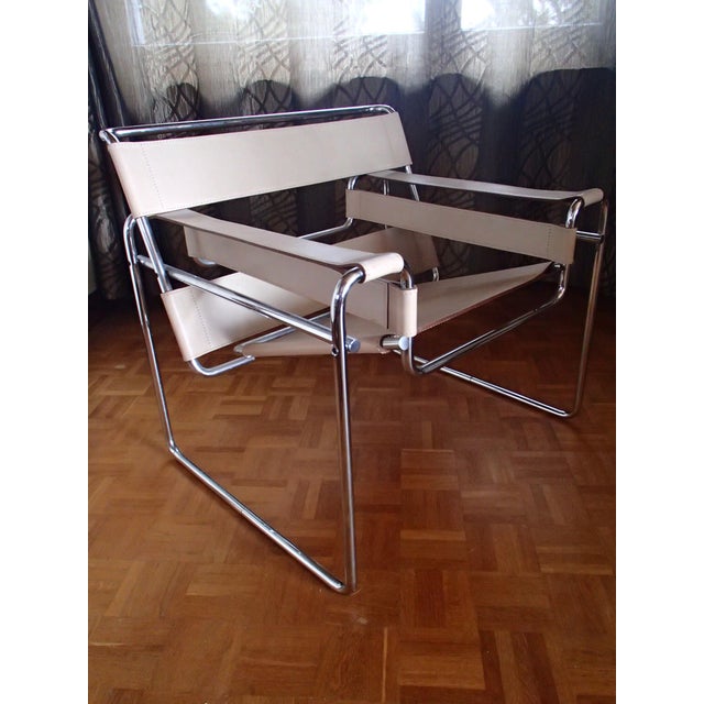 Bauhaus WASILI Armchair in Beige Leather, 1980s For Sale - Image 12 of 13