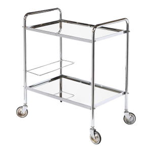 Art Deco Machine Age Two-Tier Tubular Bar Cart in Chrome & Mirror