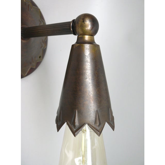 Art Nouveau Brass Wall Lights in the style of Dagobert Peche, Austria, 1890s, Set of 2 For Sale - Image 16 of 18