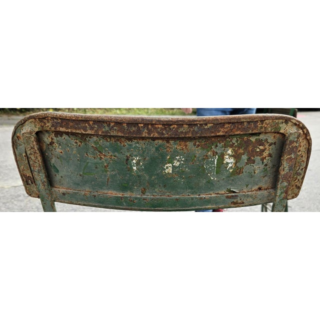Vintage Folding Chairs in Green Metal, Set of 8 For Sale - Image 4 of 5