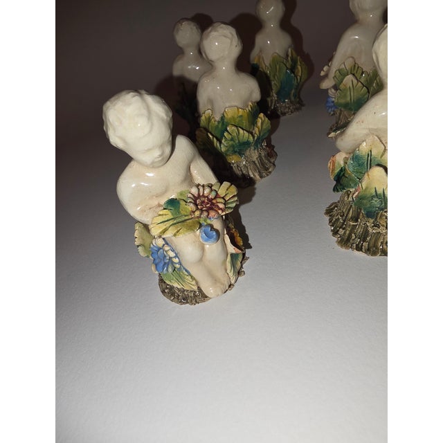 1940s Beautiful Antique Italian Capodimonte Figural Place Card Holders 12 For Sale - Image 5 of 11