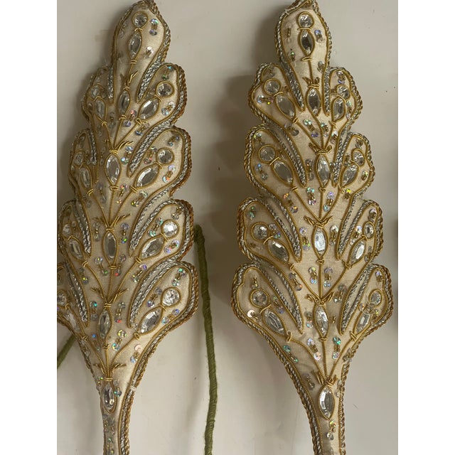 1960s 6 S Brocade Leaves Tiebacks Curtains Passemanterie For Sale - Image 5 of 5