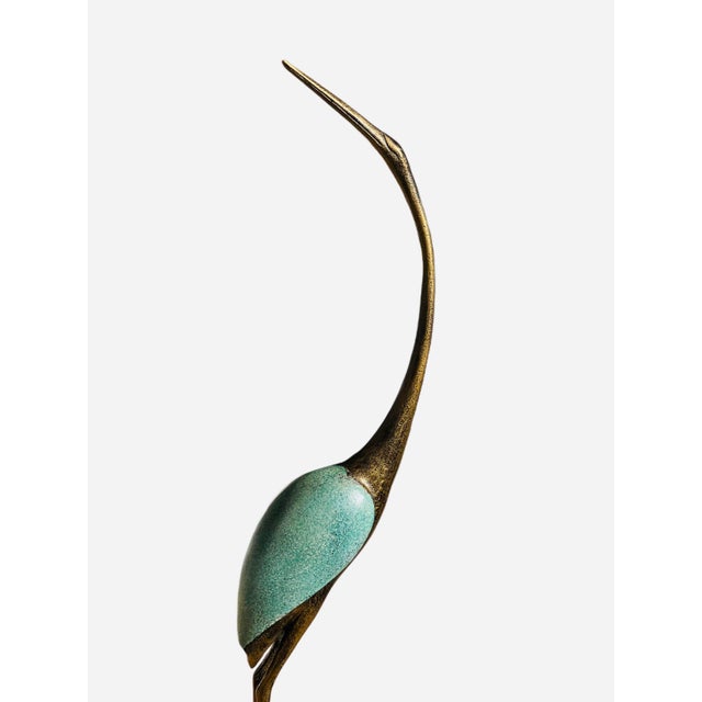 Brass Sculptural Crane Garden Statues For Sale - Image 8 of 14