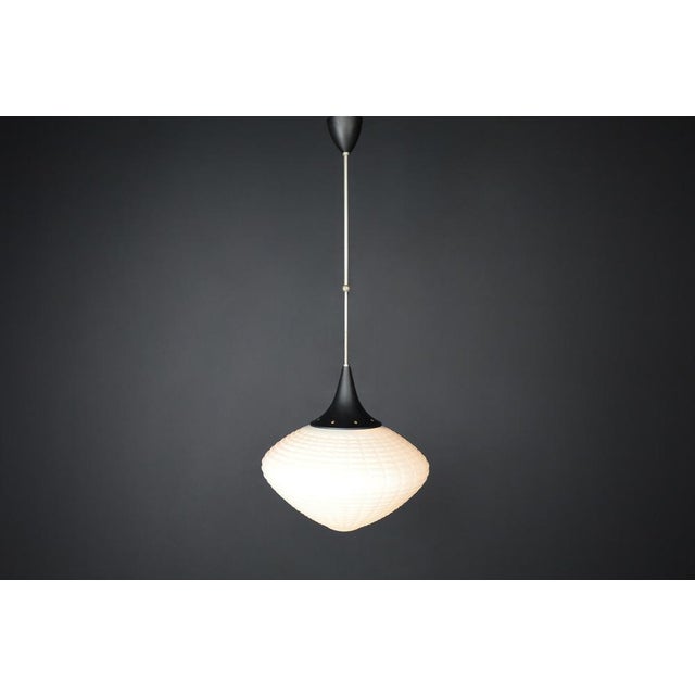 Large midcentury pendants, structured opaline glass, europe, 1950s these opaline glass adjustable pendants were produced...